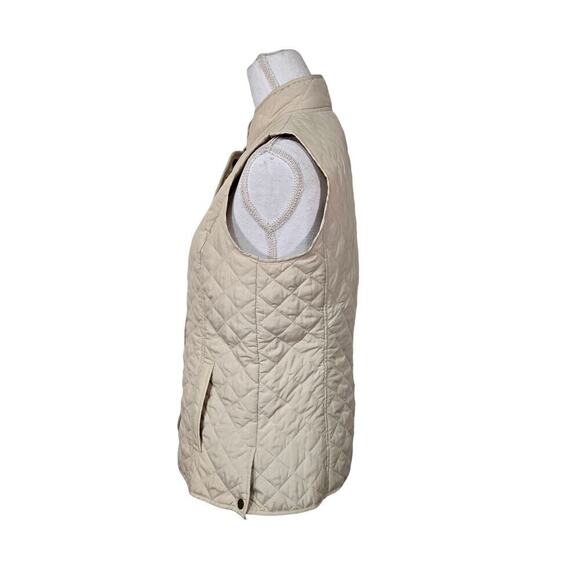 J. Jill Sleeveless Puffer Vest Women Size XS Cream Pockets Fall Neutral Preppy - Picture 5 of 10